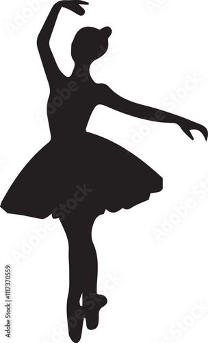 Beautiful ballet dancing Silhouettes dancer woman people female ballerina recital vector.