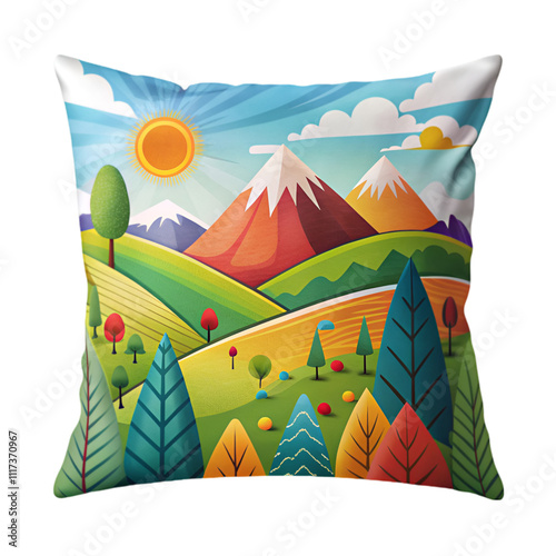 pillow with nature design patteren for comfort on white photo