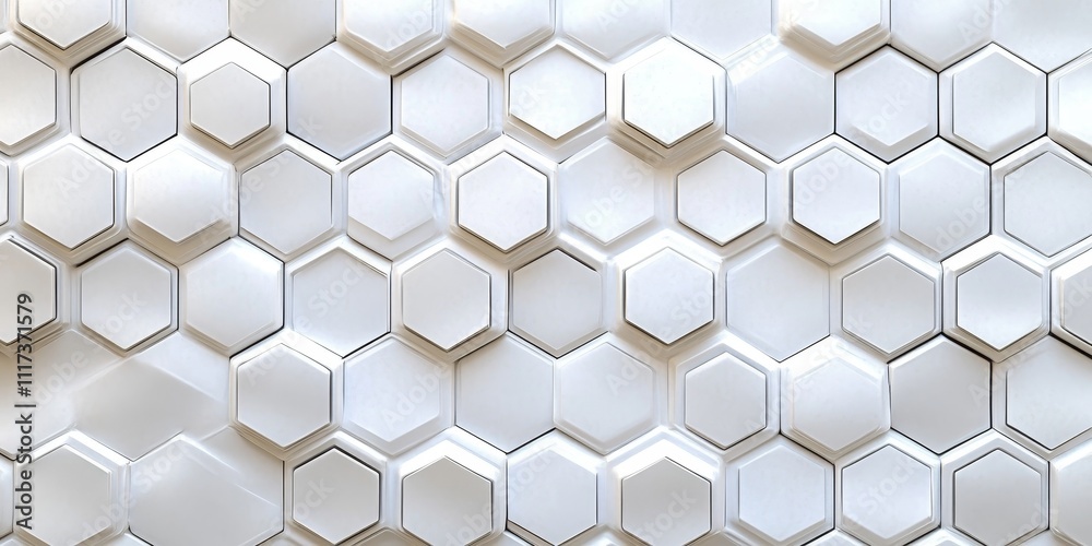 Fototapeta premium A clean and simple white texture pattern featuring hexagons creates a visually appealing background perfect for various design projects requiring a hexagon motif.