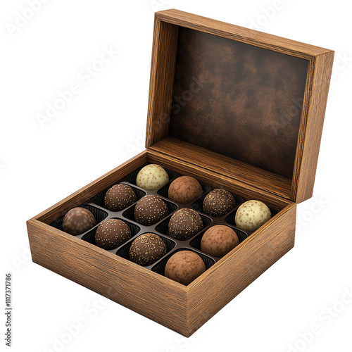 Chocolate truffle box, transparent background