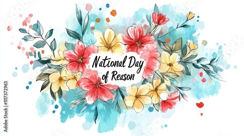 National Day of Reason National day of reason floral celebration design for cards and posters photo