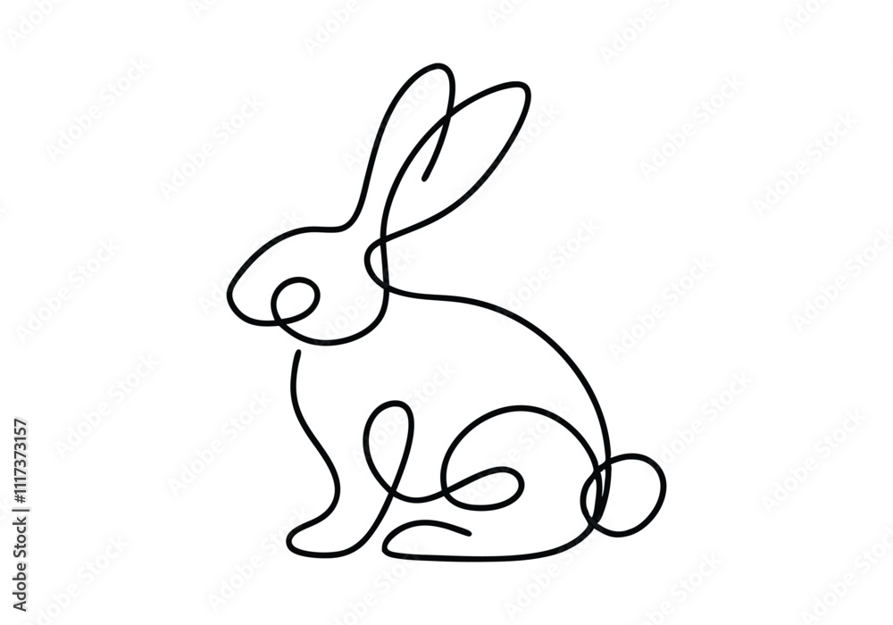 Obraz premium Continuous One-Line Drawing of a Rabbit - Minimalist Animal Design