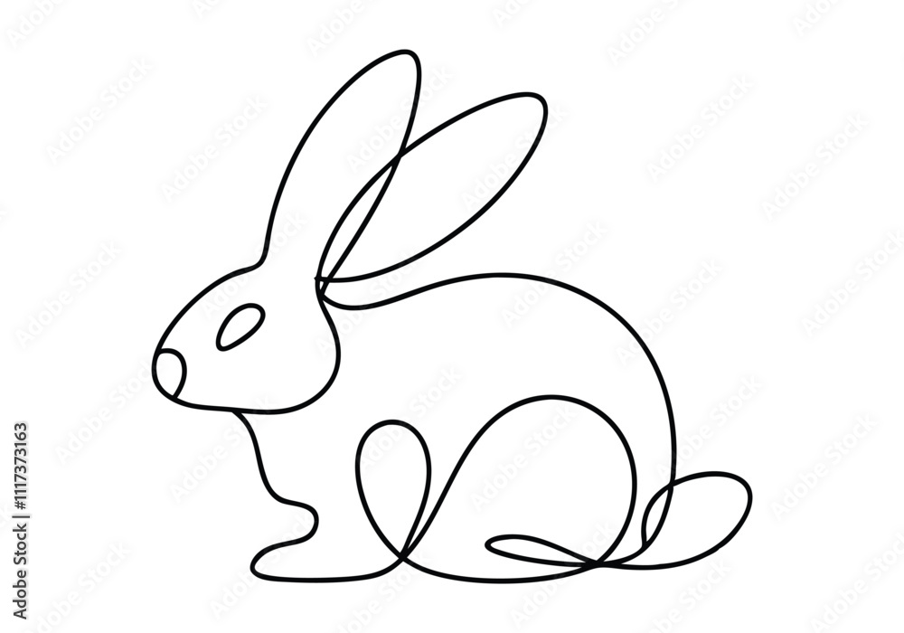 Continuous One-Line Drawing of a Rabbit - Minimalist Animal Design Continuous One-Line Drawing of a Rabbit - Minimalist Animal Design
