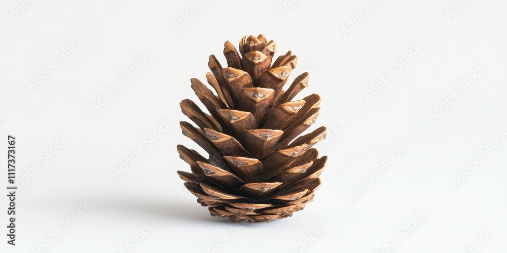 Single pine cone displayed on a white background, emphasizing the intricate details of the pine cone and its natural beauty. The pine cone stands out vividly against the clean, white backdrop. Single pine cone displayed on a white background, emphasizing the intricate details of the pine cone and its natural beauty. The pine cone stands out vividly against the clean, white backdrop.