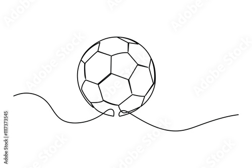 Football continuous one line art drawing of concept doodle style outline vector illustration