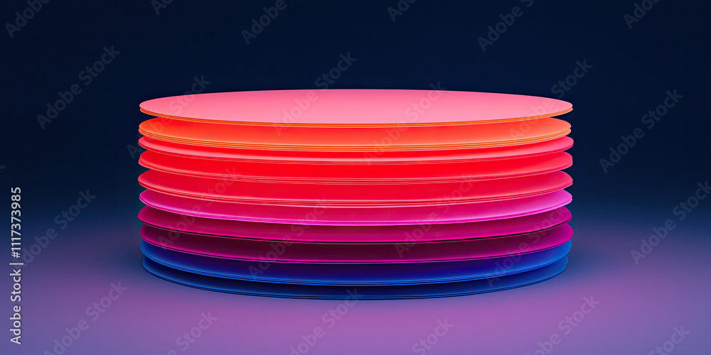 A vibrant stack of colorful, translucent plates arranged in a gradient, set against a dark background, creating an eye-catching visual effect. A vibrant stack of colorful, translucent plates arranged in a gradient, set against a dark background, creating an eye-catching visual effect.