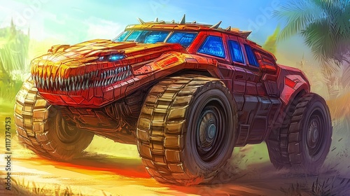 Monster Truck in a Jungle Setting