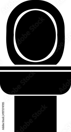 Toilet icon bowl sanitary clean silhouette ware vector bathroom in trendy black flat style. Bidet toilet flush WC icon for website design isolated on transparent background. furniture for bathroom.