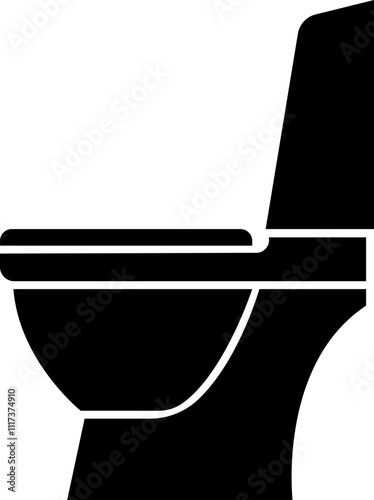 Toilet icon bowl sanitary clean silhouette ware vector bathroom in trendy black flat style. Bidet toilet flush WC icon for website design isolated on transparent background. furniture for bathroom.