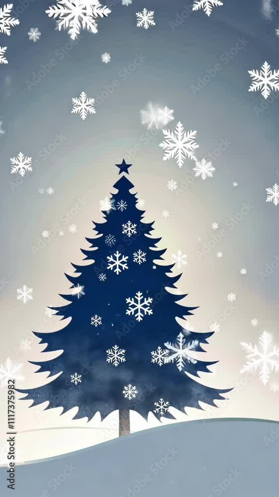 Festive christmas tree with snowflakes on a wintery background. AI Festive christmas tree with snowflakes on a wintery background. AI
