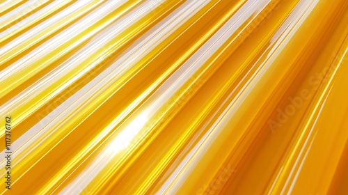 A beautiful horizontal texture of the yellow Polycarbonate Sheet with sun glares. photo