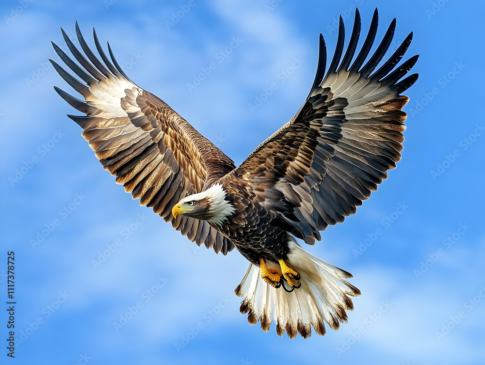 Obraz premium Majestic Bald Eagle in Flight - A Realistic Illustration