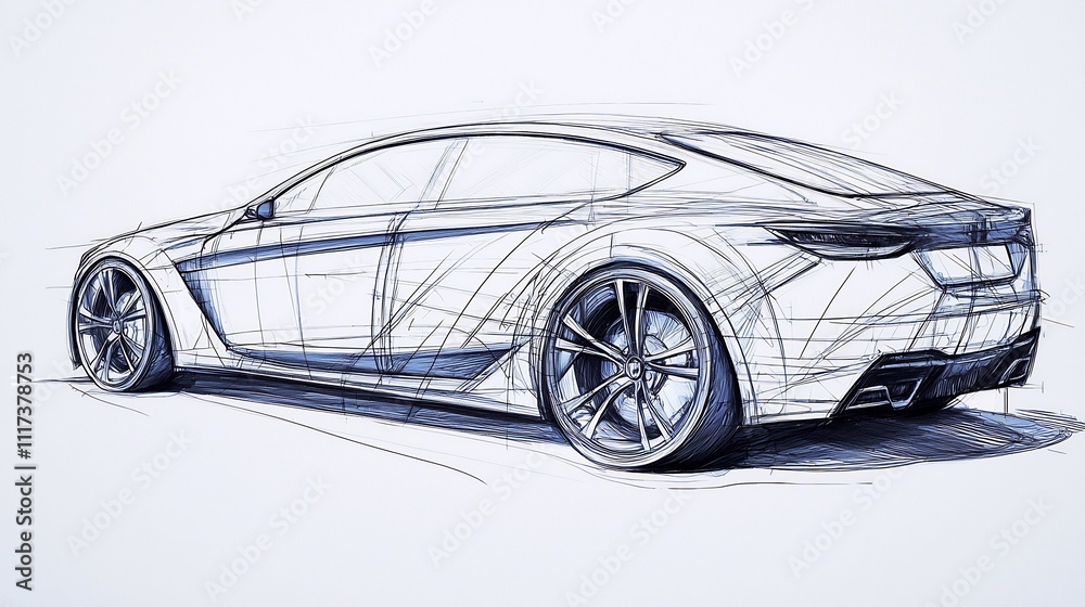 Fototapeta premium Sleek and Futuristic Automotive Design Concept Blueprint