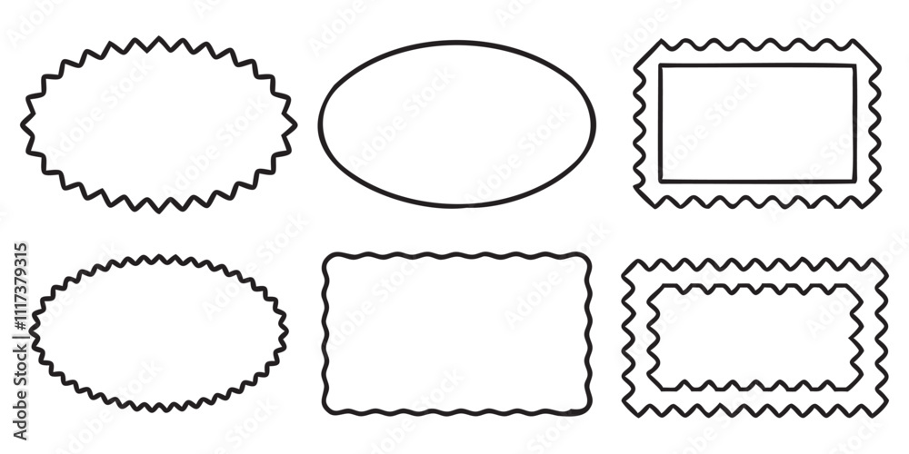 minimalistic squiggle frames with wavy and zigzag edges for contemporary design minimalistic squiggle frames with wavy and zigzag edges for contemporary design