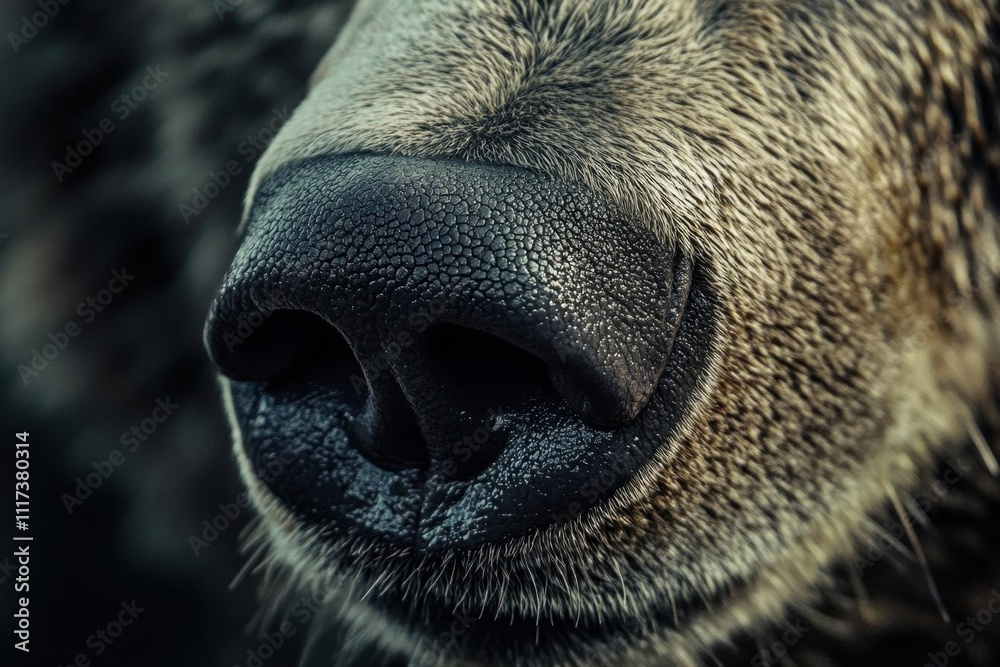 Fototapeta premium Close-up of a bear's nose showcasing its texture and features.