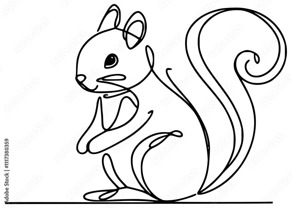 one line drawing cute squirrel wild animal vector illustration template design one line drawing cute squirrel wild animal vector illustration template design