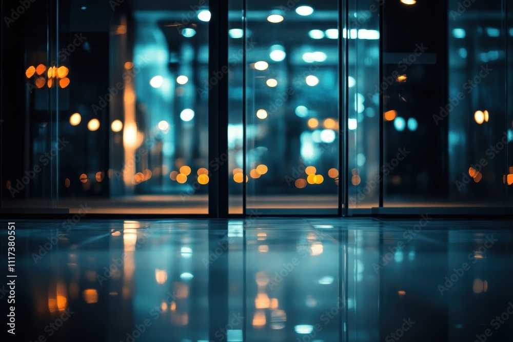 A modern, illuminated interior with reflections and soft bokeh effects. A modern, illuminated interior with reflections and soft bokeh effects.