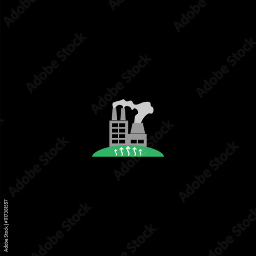 Geothermal power plant icon isolated on dark background