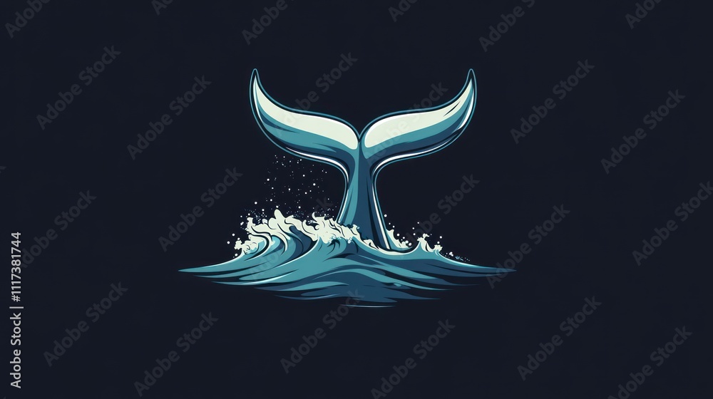 A stylized whale tail emerging from ocean waves, symbolizing marine life and conservation. A stylized whale tail emerging from ocean waves, symbolizing marine life and conservation.