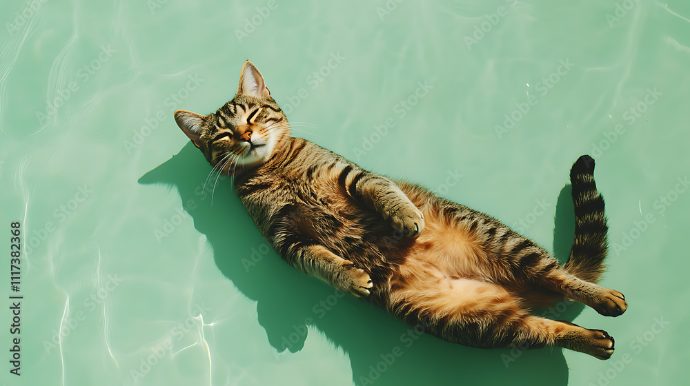 Obraz premium Cute puppy relaxing by the poolside outdoor setting fun photography sunny environment playful vibes for animal lovers