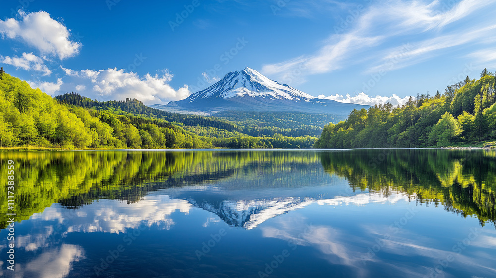 美しい湖と山の風景 美しい湖と山の風景