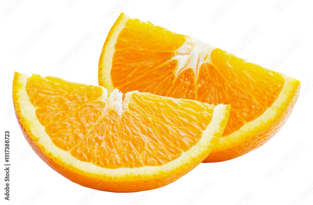 Fresh orange slices ready for a healthy snack, cut out - stock png. Fresh orange slices ready for a healthy snack, cut out - stock png.