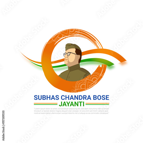 Vector illustration of Netaji Subhas Chandra Bose Jayanti social media template photo