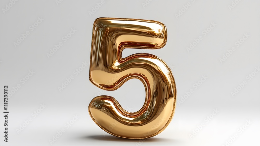 Golden 3D Number 5 Isolated on White Background for Graphic Design and Celebrations Golden 3D Number 5 Isolated on White Background for Graphic Design and Celebrations