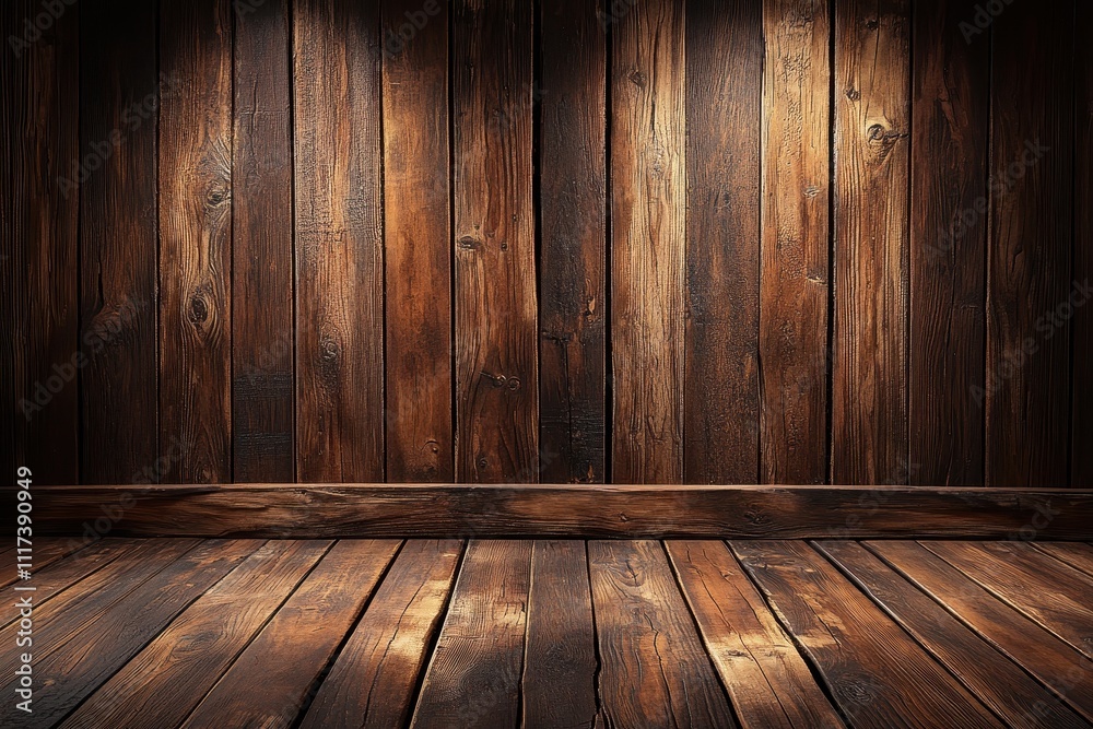 A rustic wooden interior with a warm, inviting atmosphere, ideal for presentations or displays.