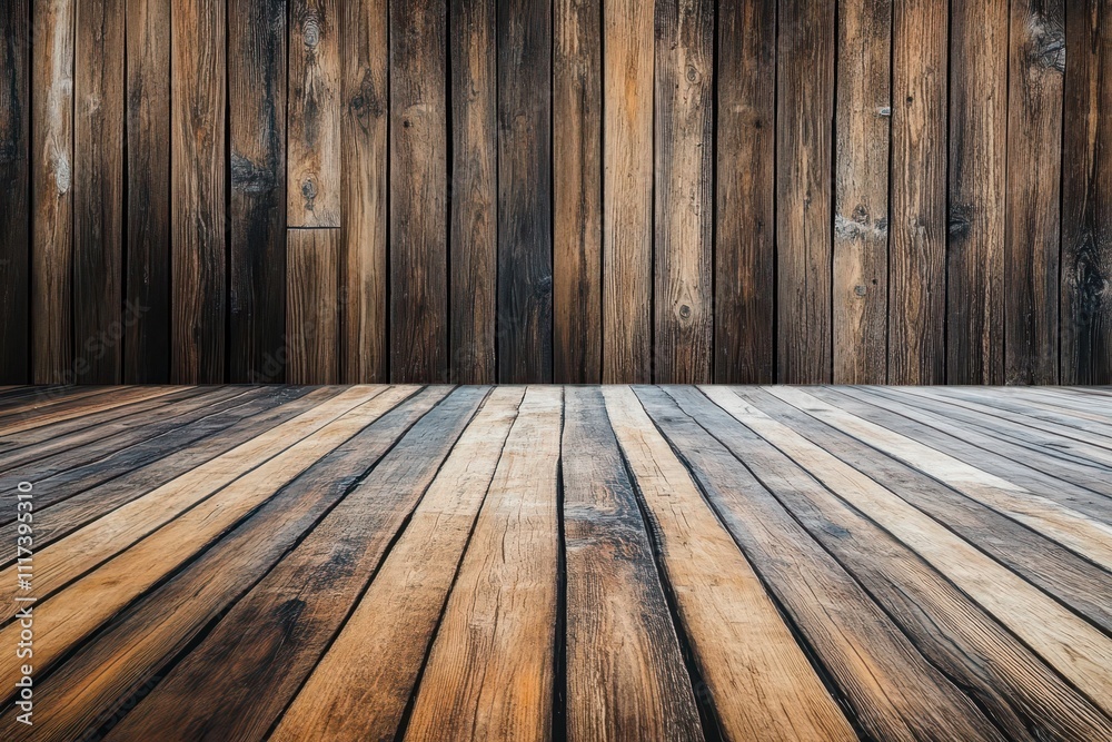 A wooden interior scene featuring textured walls and flooring, ideal for backgrounds or designs. A wooden interior scene featuring textured walls and flooring, ideal for backgrounds or designs.