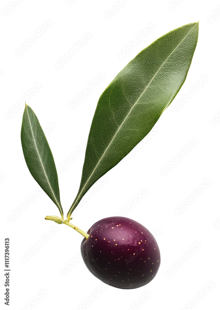 Fresh olive on branch with green leaves, cut out - stock png. Fresh olive on branch with green leaves, cut out - stock png.
