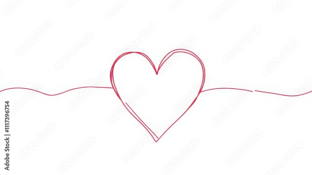 Hand drawn heart line art banner with minimalist design perfect for Valentine's Day or wedding invitations, outline, love Hand drawn heart line art banner with minimalist design perfect for Valentine's Day or wedding invitations, outline, love
