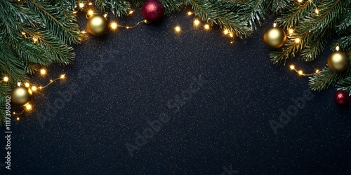 Obraz na płótnie A beautifully lit pine tree adorned with vibrant Christmas lights against a dark backdrop, creating a warm and festive atmosphere for the holiday season. w salonie