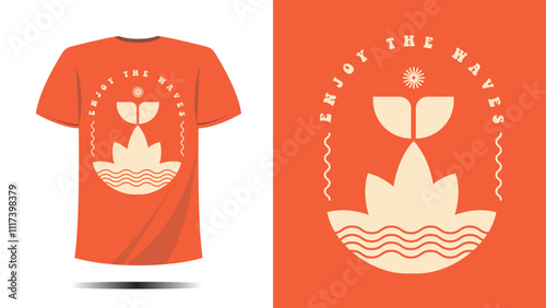 t-shirt enjoy the waves shape print design. Vector template in modern lettering and typography cool For t-shirt prints and other uses