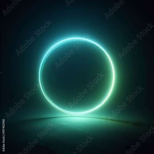 dark background with green neon glowing circles