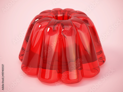 3D animation of a red jelly on pink background. 3D illustration