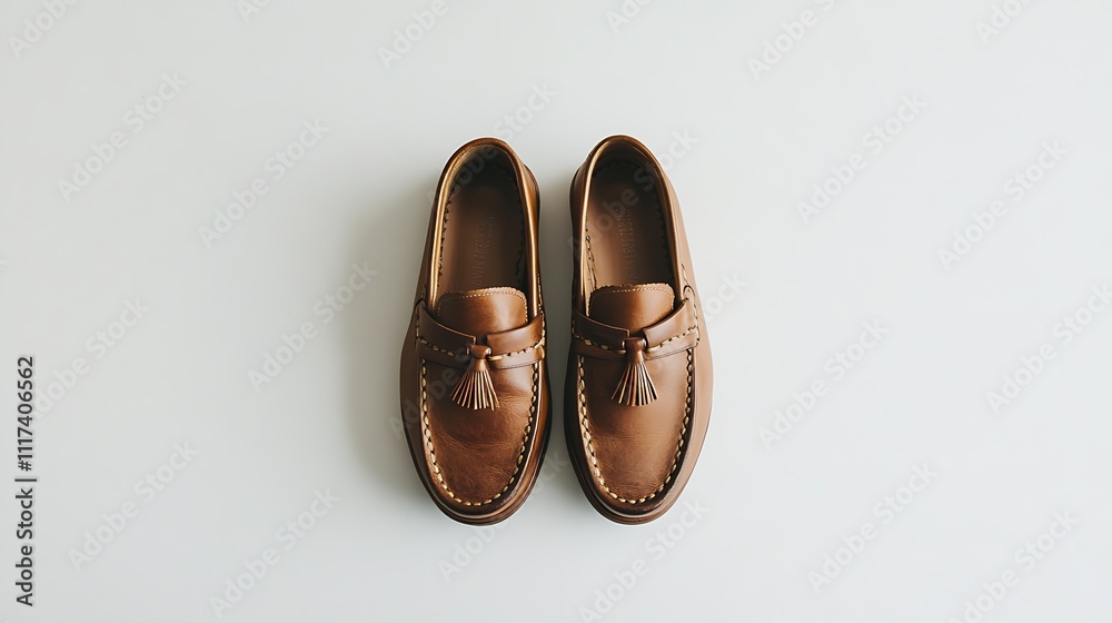 Brown Leather Loafers with Tassels