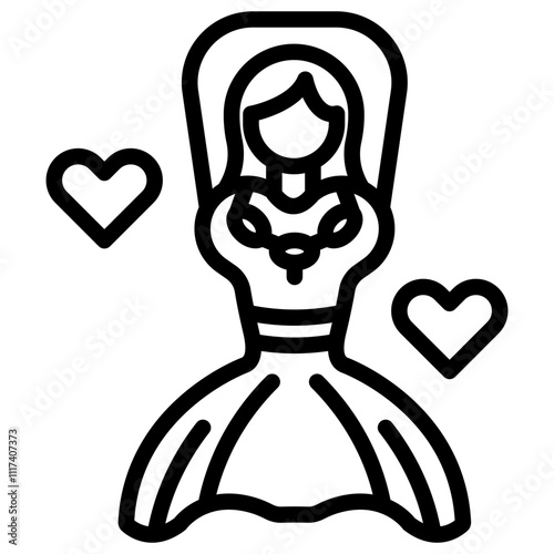 Bride Vector Line Icon