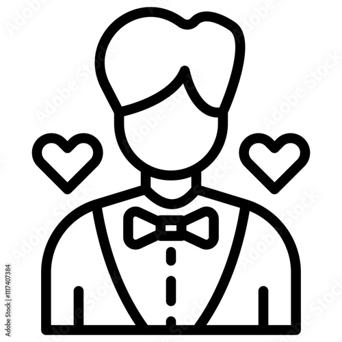 Groom Vector Line Icon