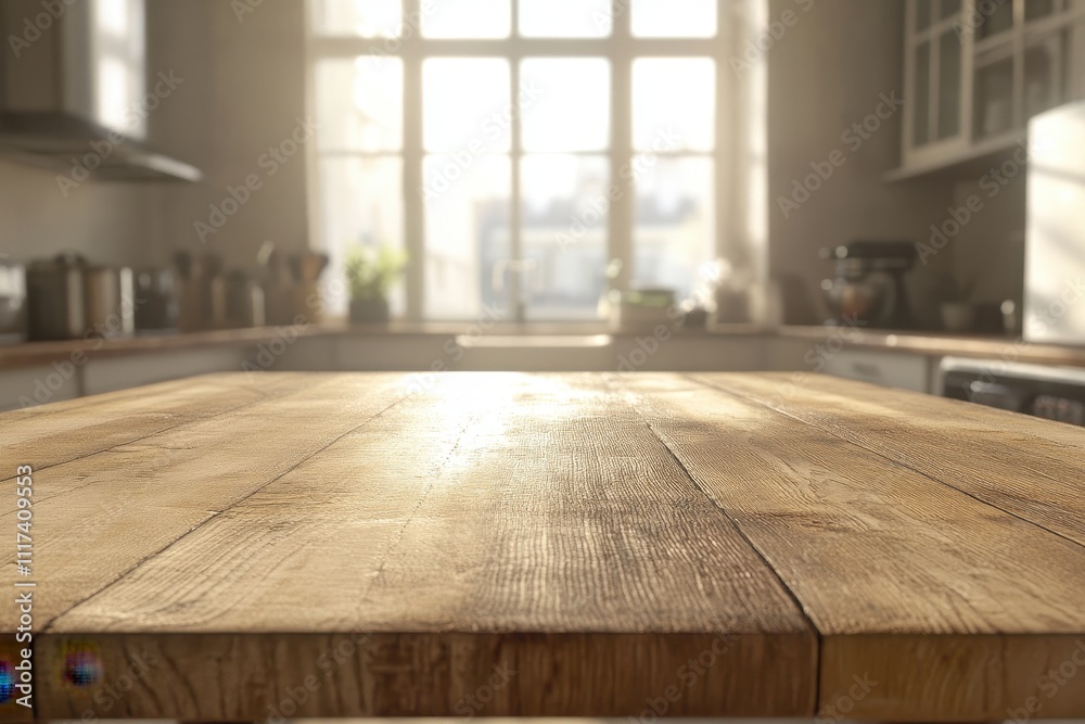 A sunlit kitchen with a wooden table, highlighting a warm and inviting atmosphere. A sunlit kitchen with a wooden table, highlighting a warm and inviting atmosphere.