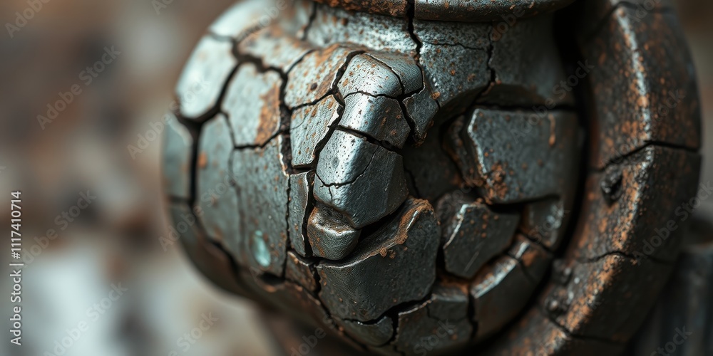 A Close-Up View of Cracked and Weathered Metal, Showcasing the Delicate Patterns of Erosion and Time's Impact A Close-Up View of Cracked and Weathered Metal, Showcasing the Delicate Patterns of Erosion and Time's Impact