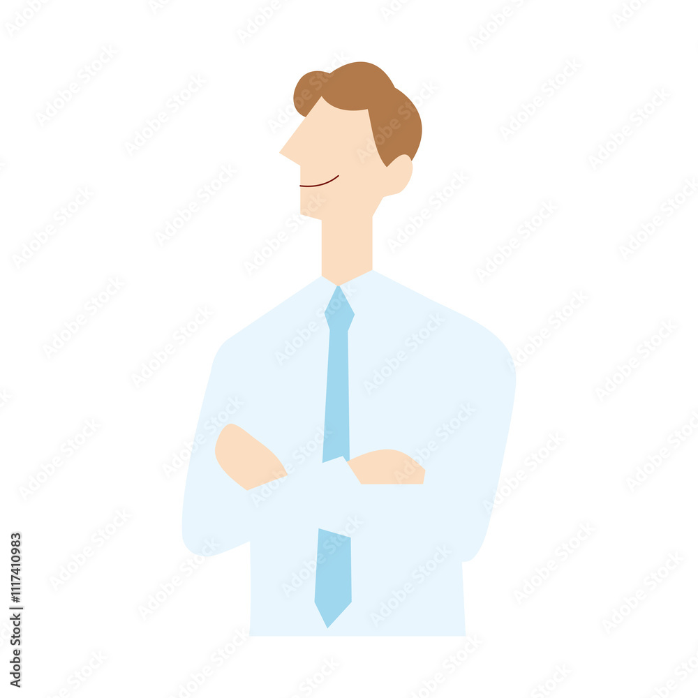 考え中の男性(口を閉じた笑顔) 考え中の男性(口を閉じた笑顔)