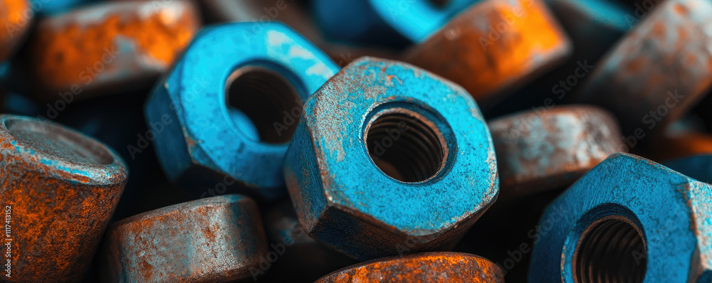 collection of rusted and weathered metal nuts and bolts collection of rusted and weathered metal nuts and bolts