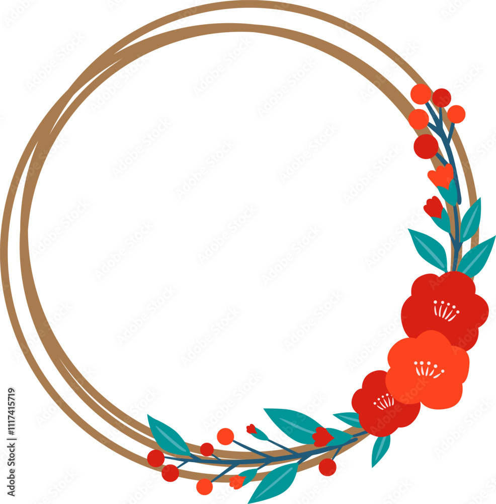Camellia flowers with leaves wreath for decoration on Chinese new year, Japanese new year and celebration event. Camellia flowers with leaves wreath for decoration on Chinese new year, Japanese new year and celebration event.