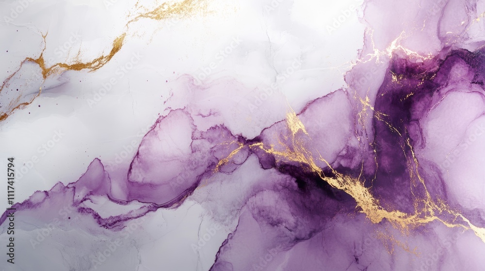 White marble with bold purple accents and luxurious gold veins in an elegant pattern - ai White marble with bold purple accents and luxurious gold veins in an elegant pattern - ai