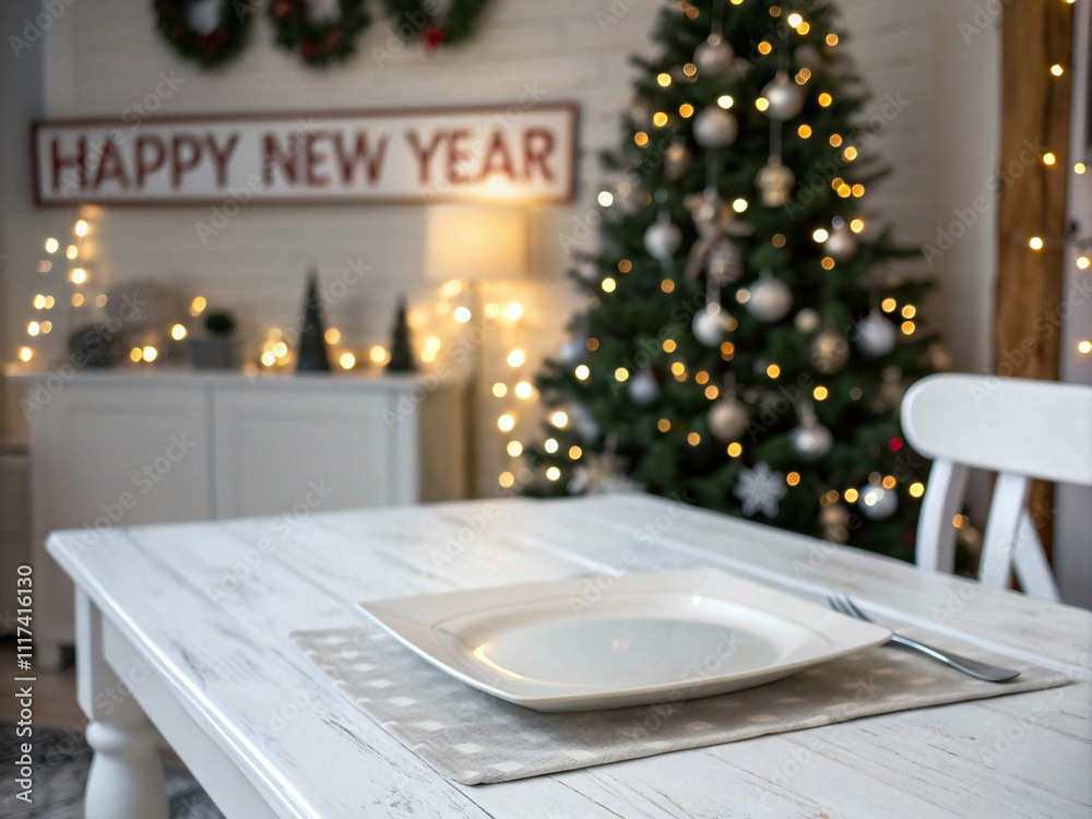 Obraz premium Warm and inviting dining room with a festive table setting