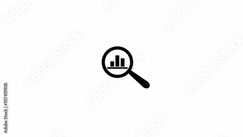 Data analytics logo icon, data analytics under magnifier flat, analysis icon.
