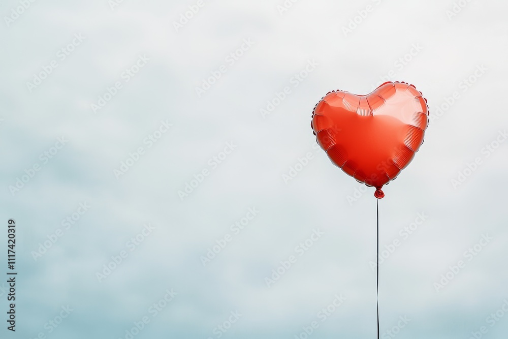 Heart-shaped balloon floating away in stormy sky symbolizing lost love for valentine’s day Heart-shaped balloon floating away in stormy sky symbolizing lost love for valentine’s day