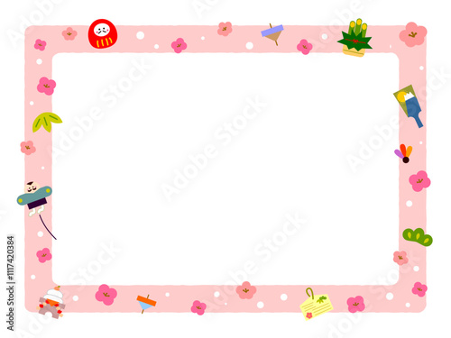 お正月のかわいい四角フレーム