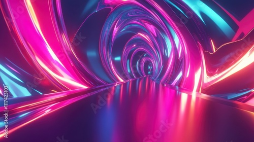 Colorful Light Trails on Urban Overpass at Night